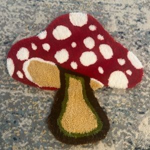 Mushroom Rug / Slightly Used / Red-Green-Brown-White-Tan / Homemade-Grumpy Rugs